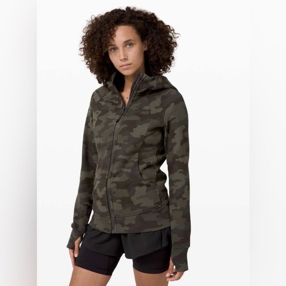 lululemon athletica Tops - Lululemon Scuba Hoodie *Light Cotton Fleece in Heritage 365Camo Dark Olive Multi